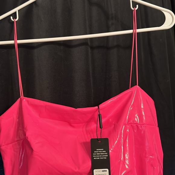 Fashion Nova Brand New Plastic Pink Mini Dress - Picture 4 of 8